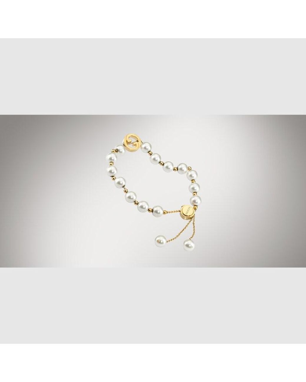 Gucci Metallic Bracelet En Perles Interlocking