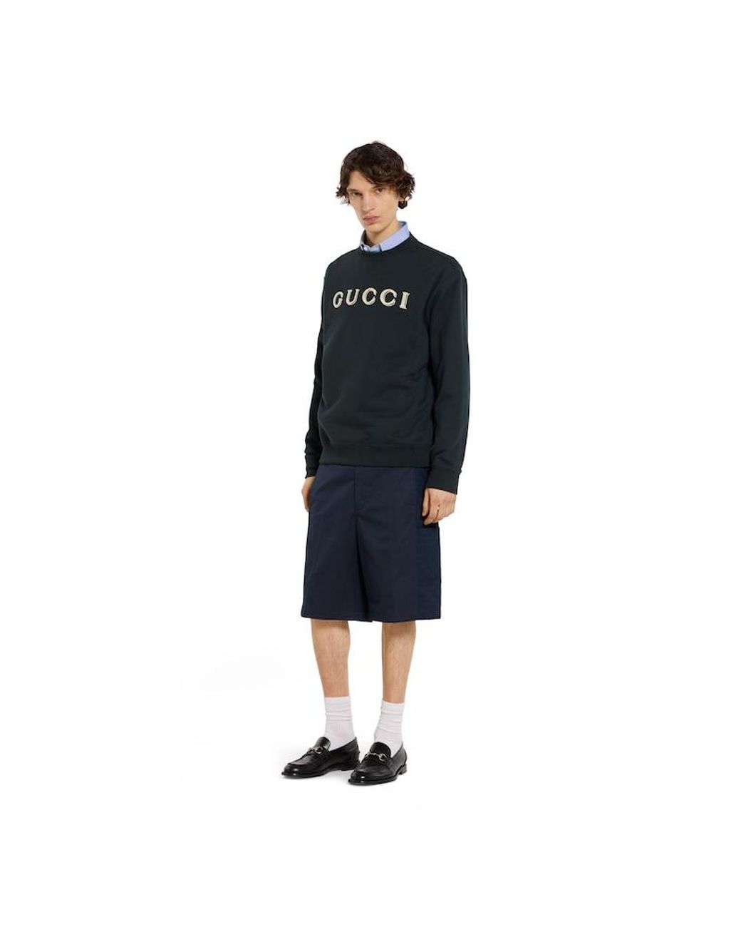 Gucci Blue Cotton Jersey Sweatshirt With Embroidery, Ready-To-Wear for men