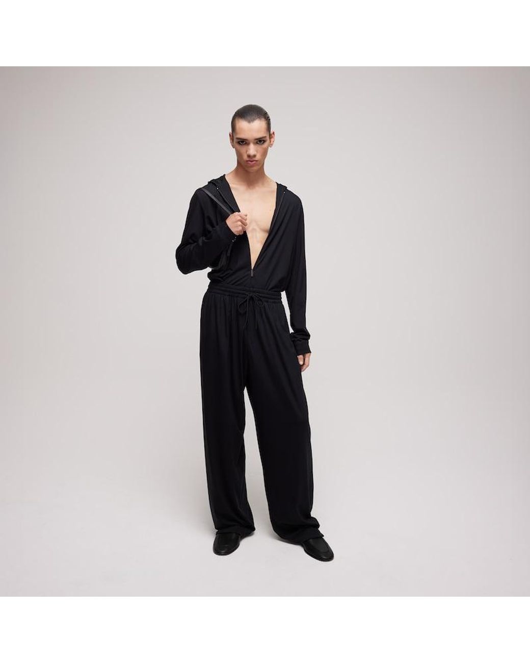 Gucci Black Soft Rayon Jersey Zip Jacket