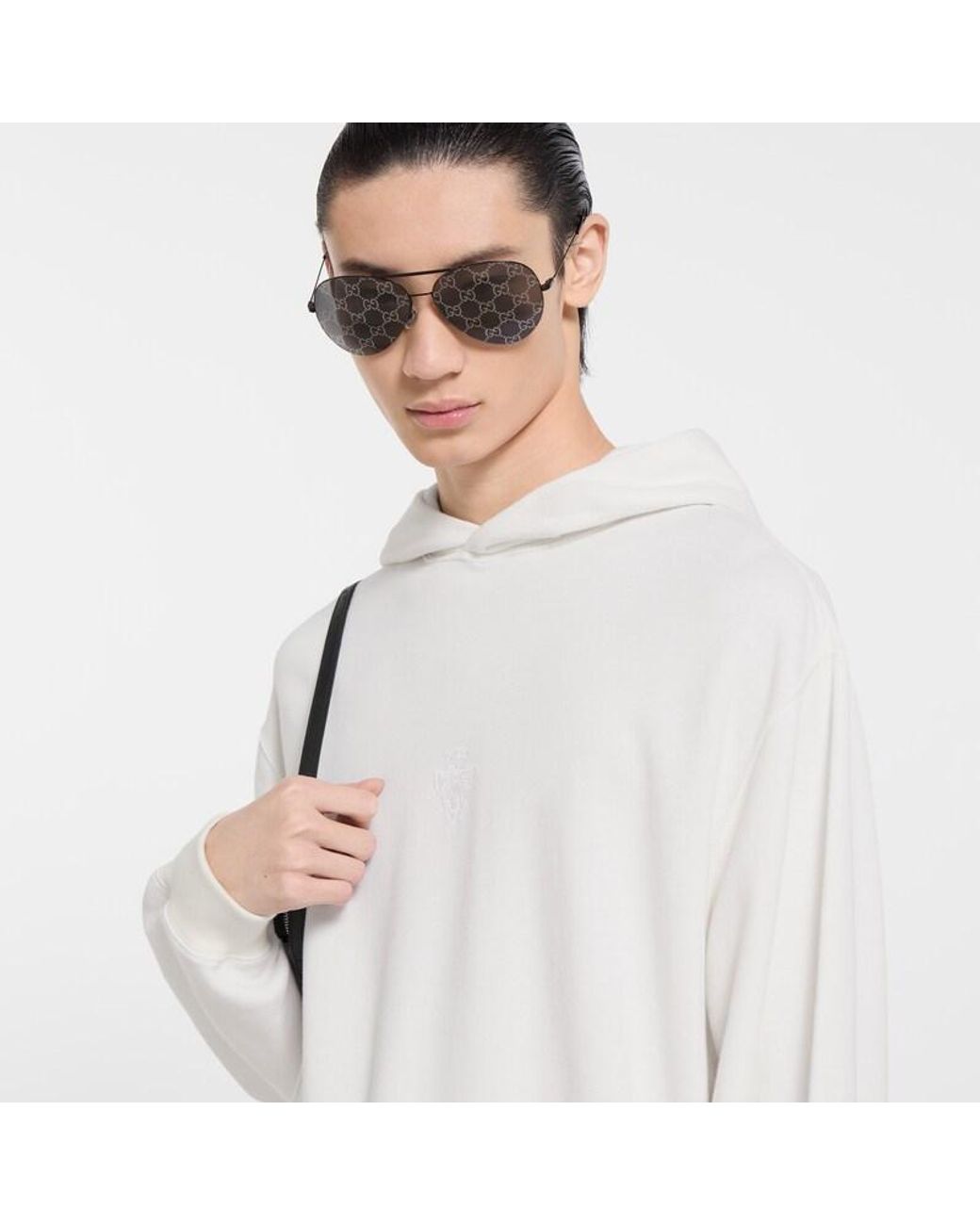 Gucci White Cashmere Blend Sweatshirt With Embroidery for men