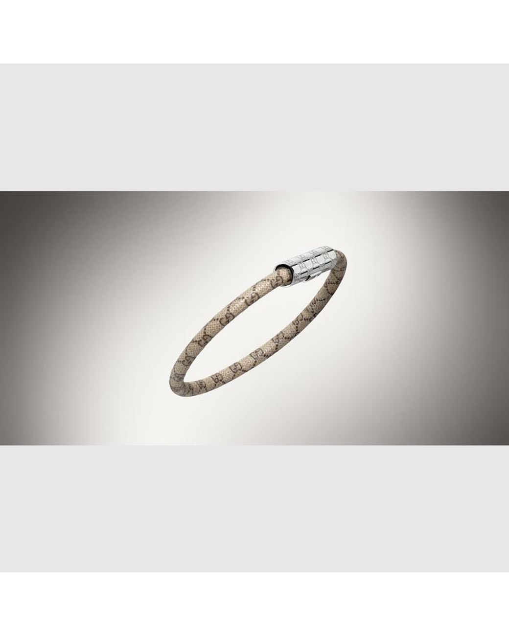 Gucci Metallic Bracelet With Gg Detail Leather