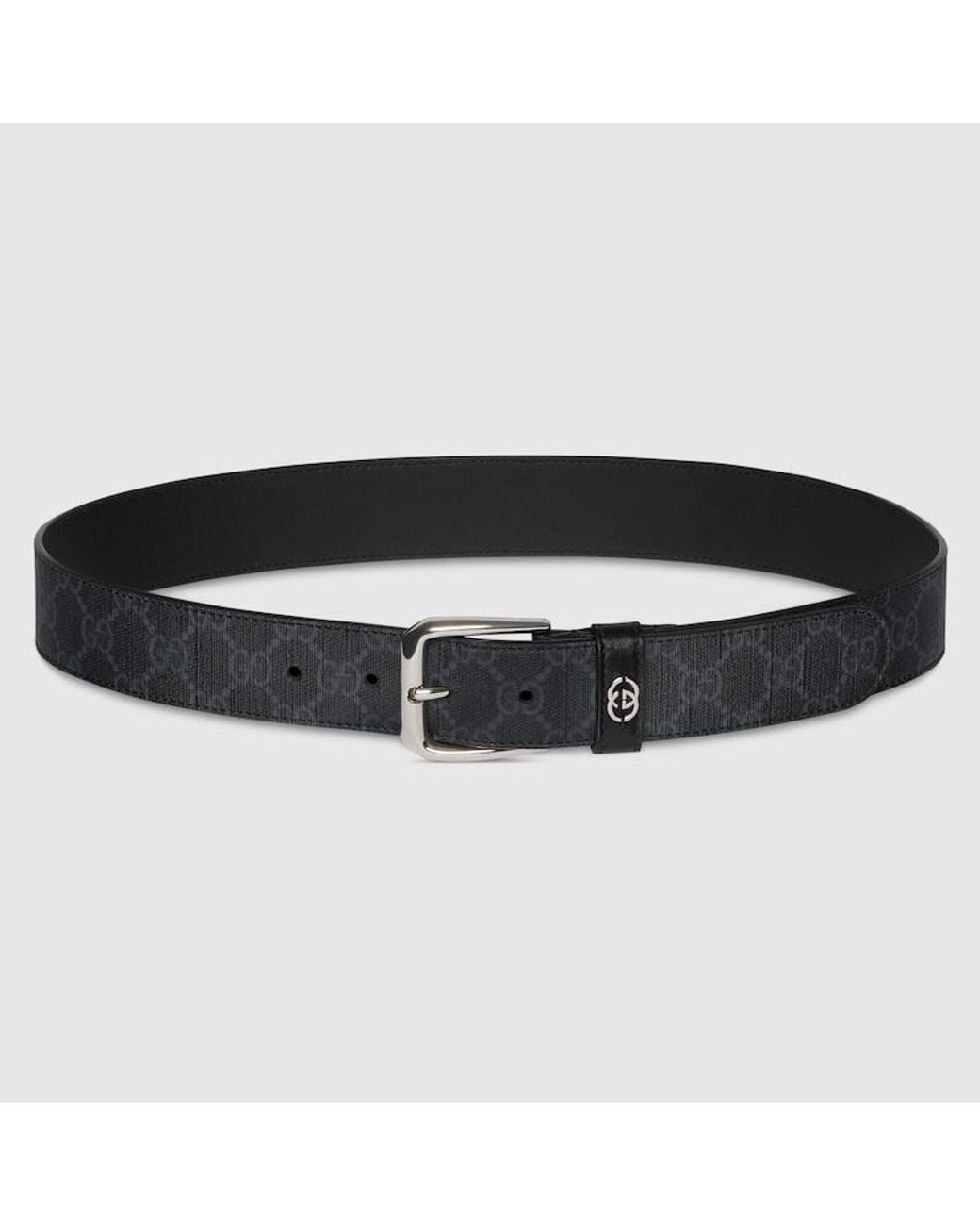 Gucci Black Belt With Interlocking G Detail, Size 100 for men