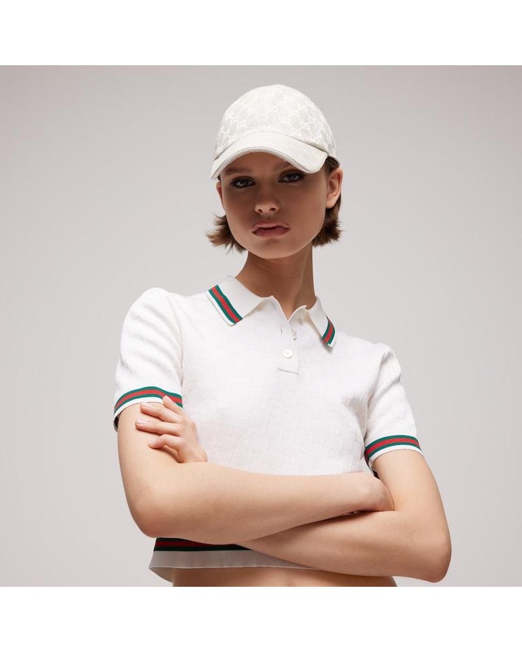 Gucci White Gg Cotton Canvas Baseball Hat