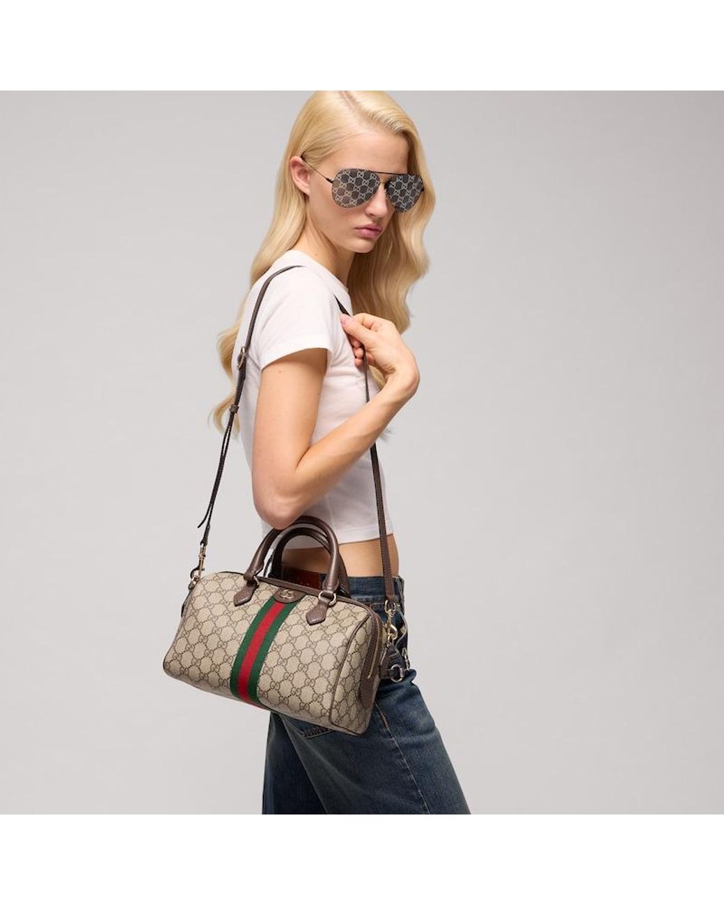 Gucci Metallic Ophidia Medium Boston Bag