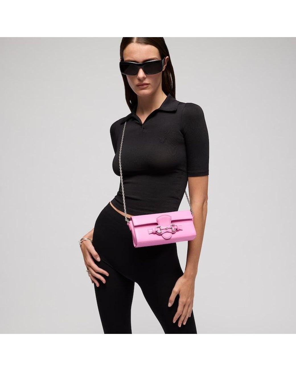 Gucci Pink Wallet On Chain With Horsebit