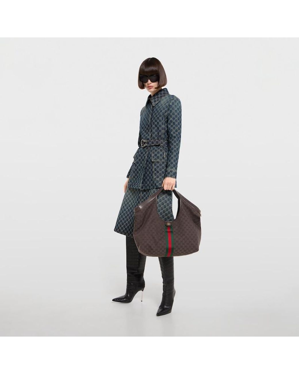 Gucci Brown Giglio Large Tote Bag