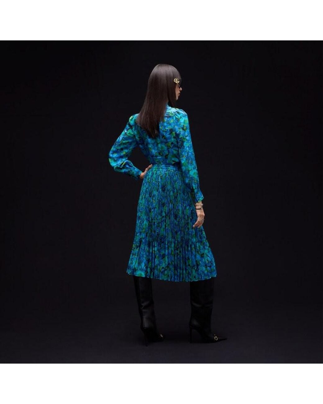 Gucci Blue Printed Silk Crêpe De Chine Shirt