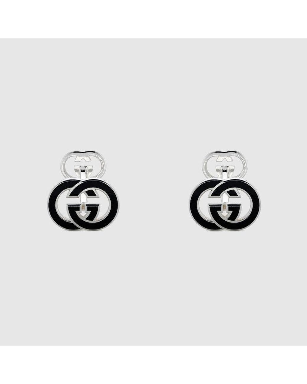 Gucci Boutons De Manchette En Émail Interlocking in Black für Herren