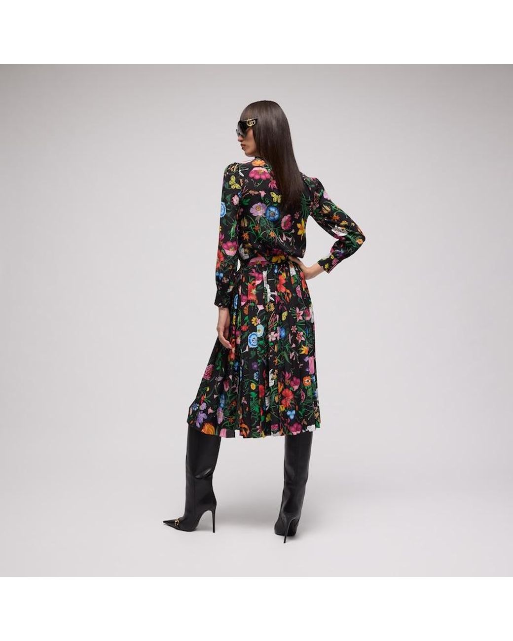 Gucci Green Printed Silk Crêpe De Chine Dress
