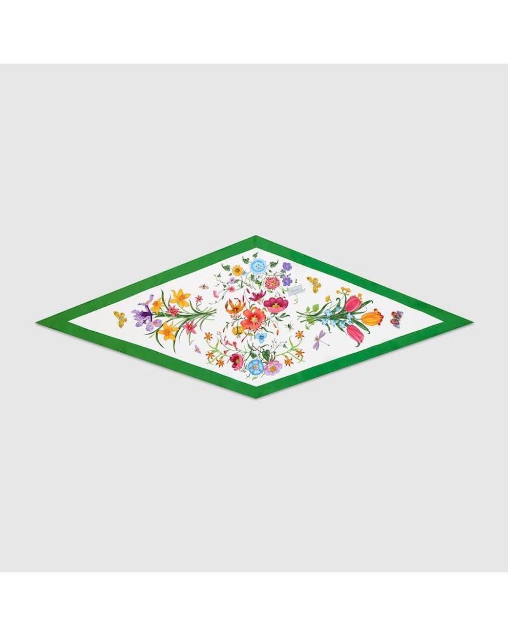 Gucci Green Printed Silk Twill Diamond Scarf