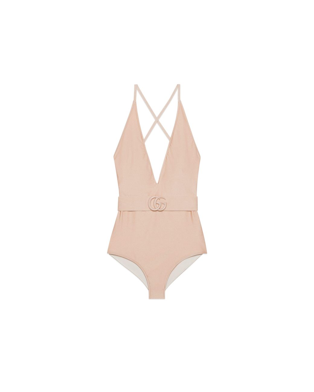 Gucci Sparkling Jersey Swimsuit With Double G in Natural Lyst