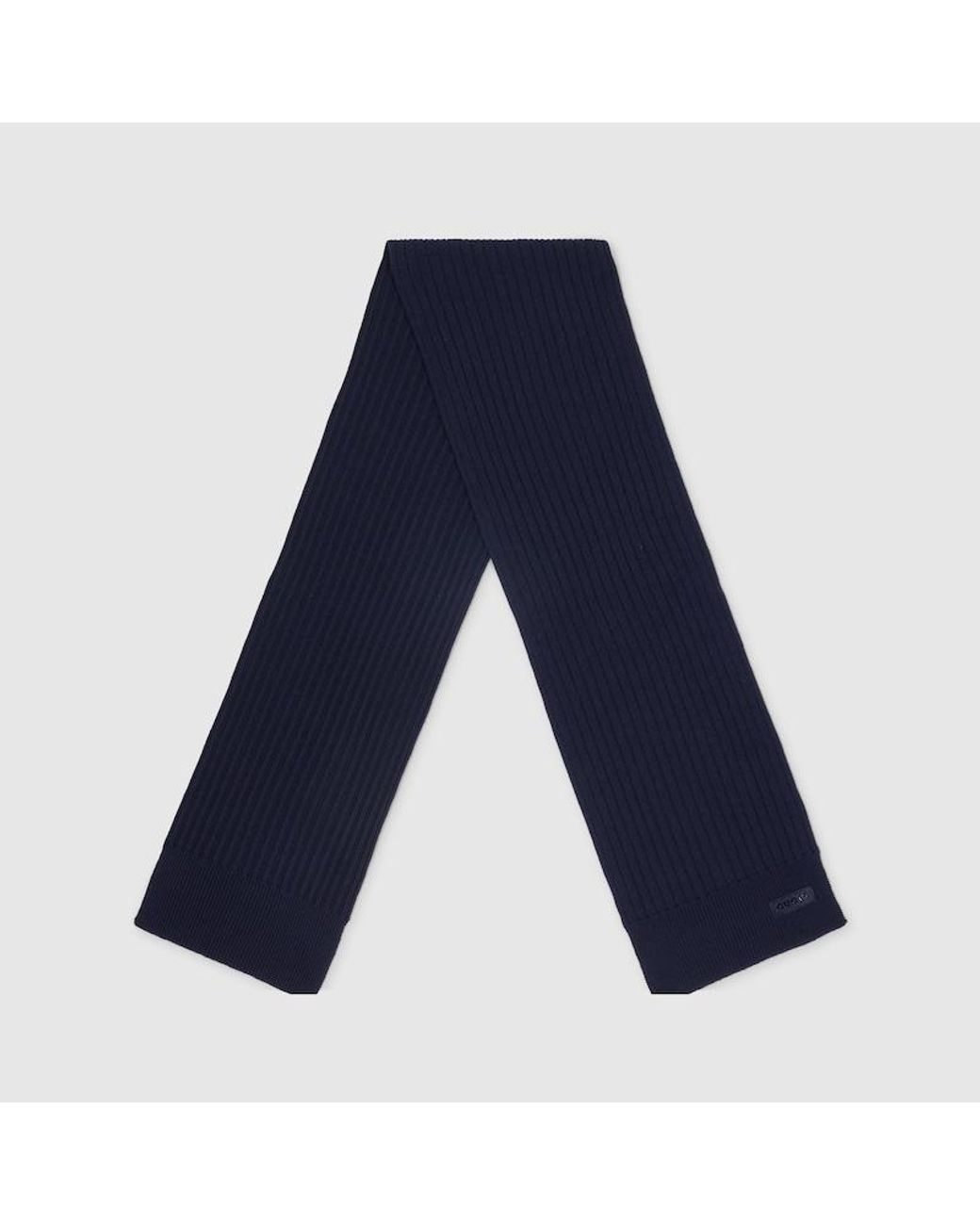 Gucci Blue Knit Wool Scarf With Logo for men