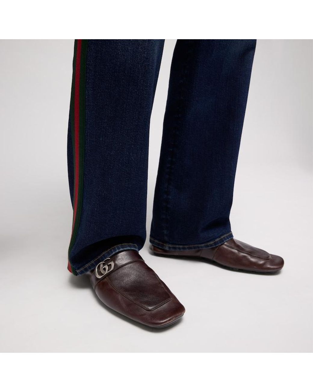 Gucci Brown Driver With Double G, Leather for men