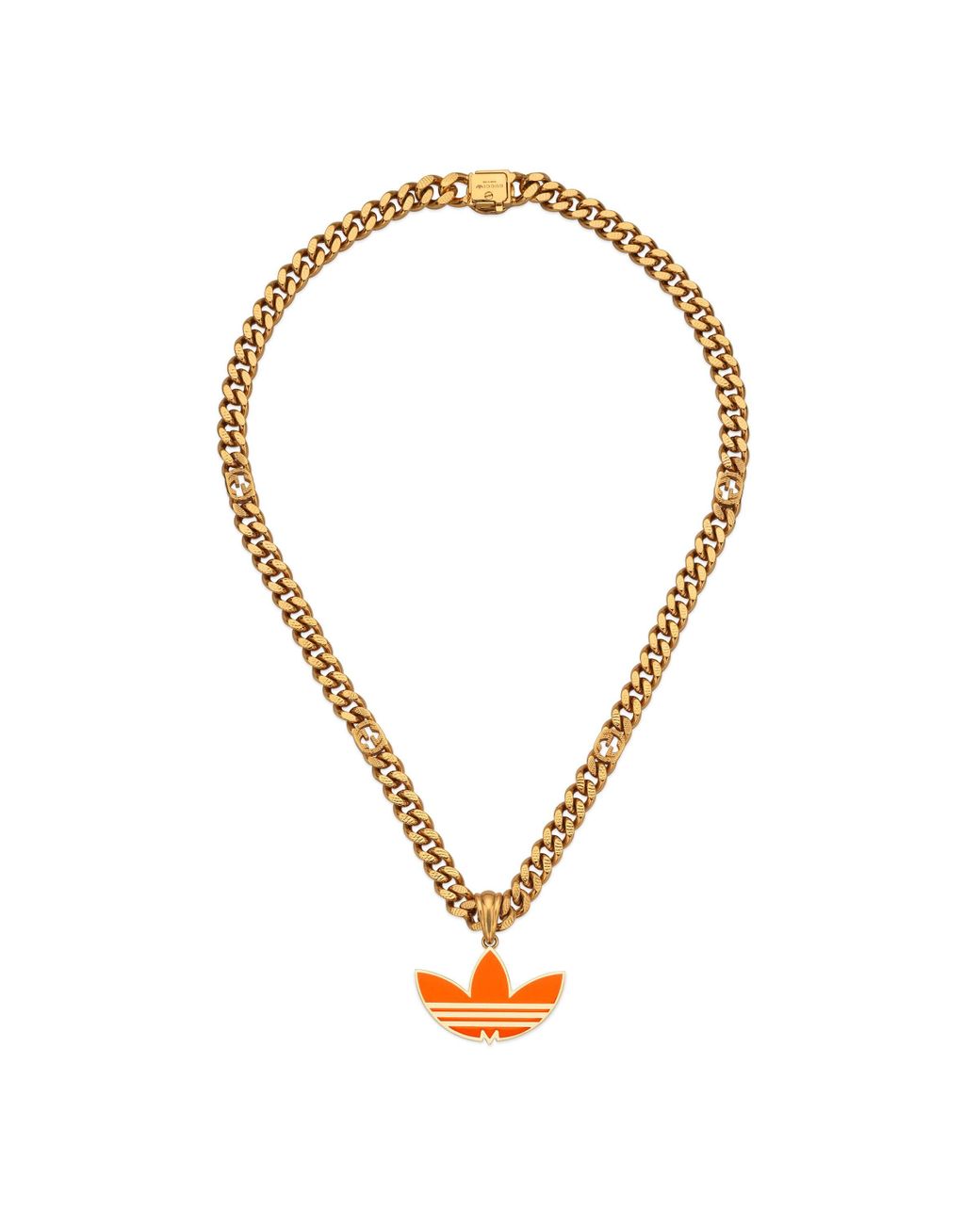 Gucci Adidas X Gourmette Necklace With Trefoil Pendant in Brown | Lyst