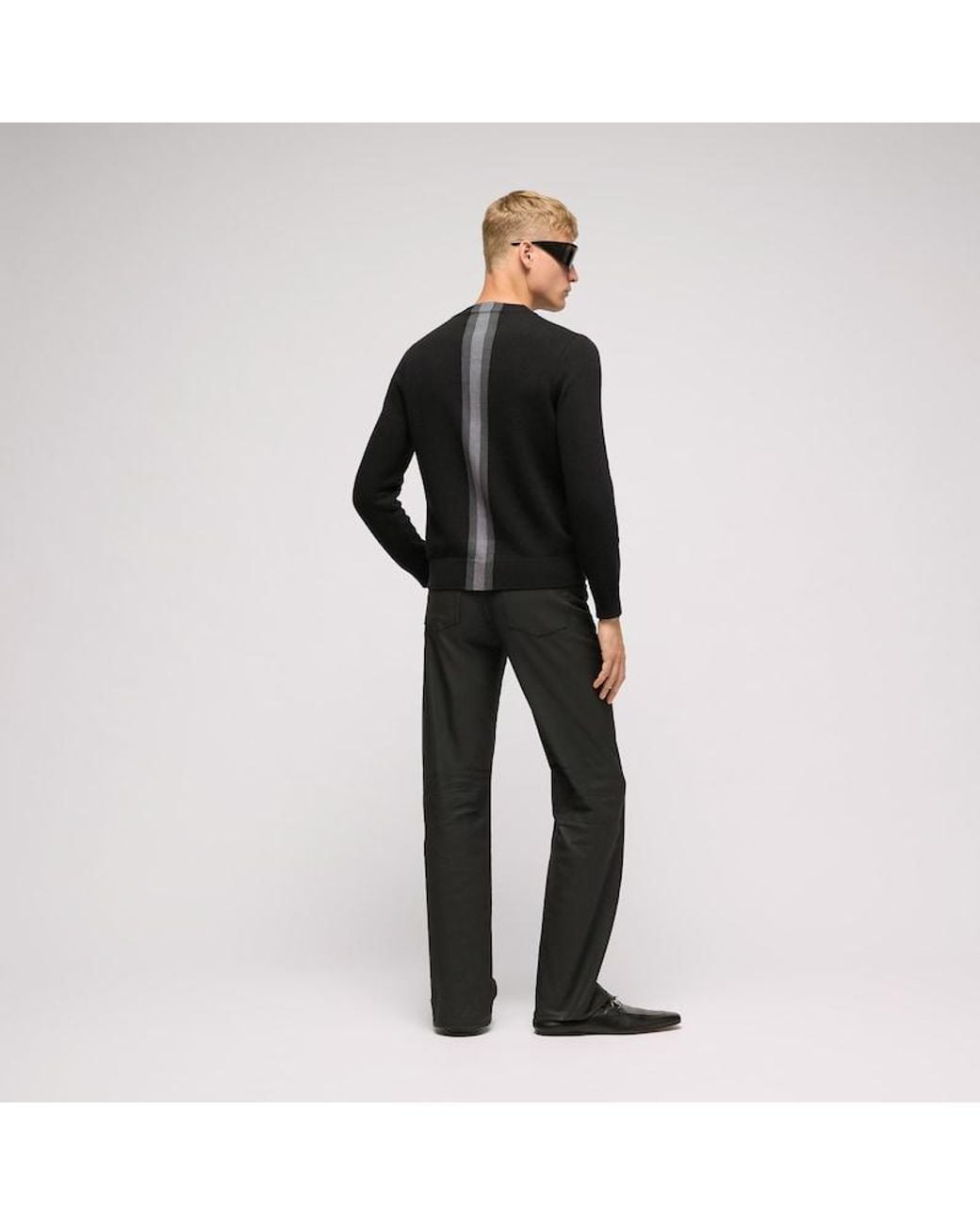 Gucci Black Knit Wool Sweater With Muted Web, Size Xxl, Ready-To-Wear for men