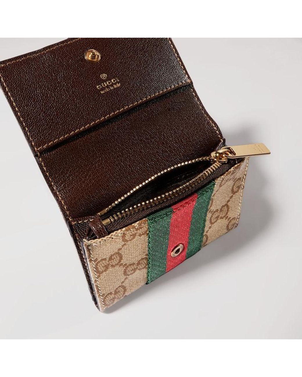 Gucci Natural Bi-Fold Card Case With Web