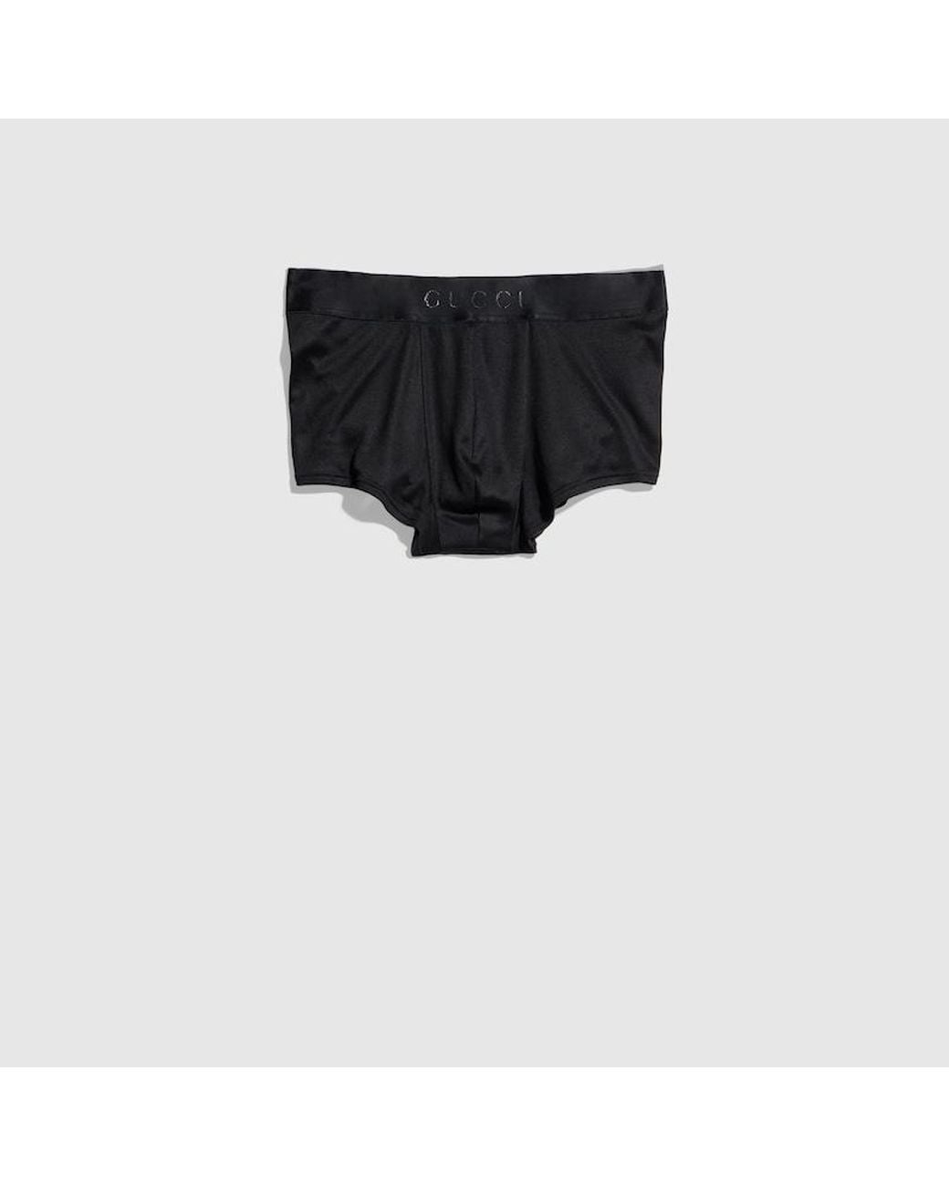 Gucci Black Light Silk Jersey Trunks With Print for men