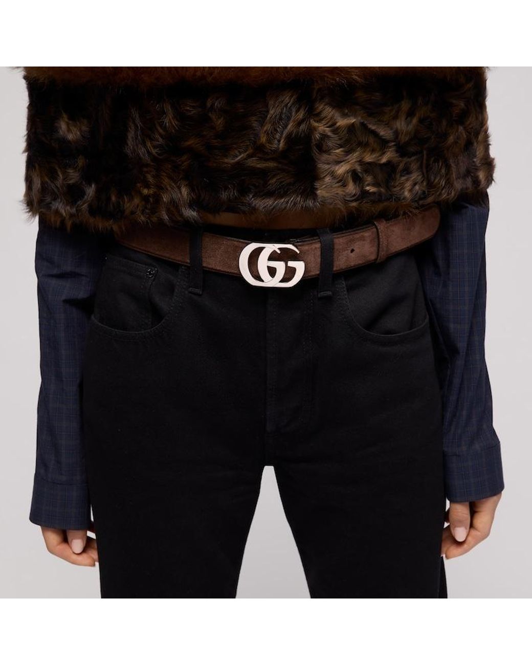 Gucci Brown Cut Gg Marmont Belt, Size 110