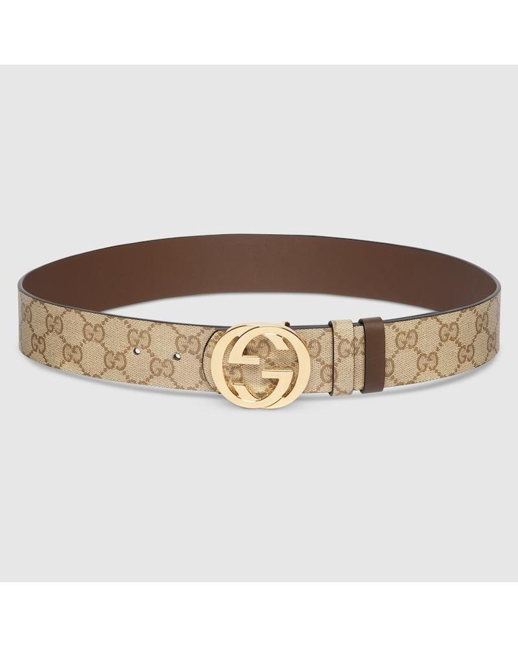 Gucci Brown Reversible Belt With Interlocking G Buckle, Size 100 for men