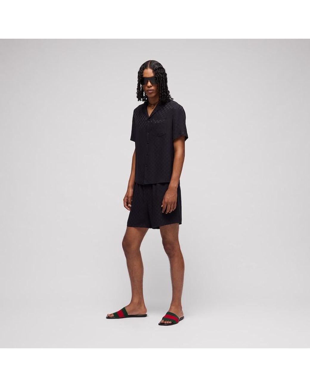 Gucci Blue Gg Silk Jacquard Shorts for men