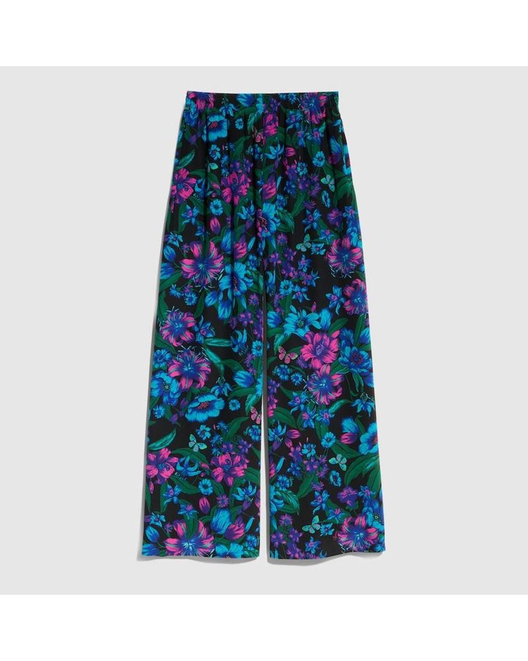 Gucci Blue Printed Silk Leisure Pants