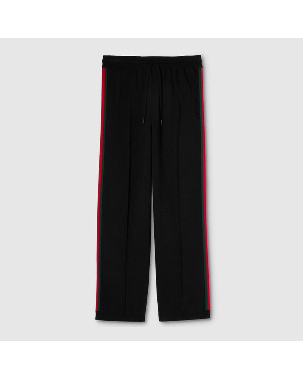Gucci Black Knit Wool Silk Leisure Trousers With Web for men