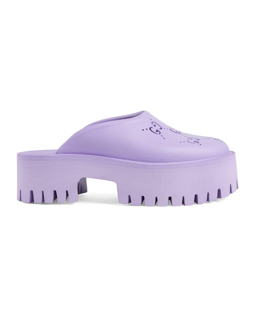 Gucci Platform Perforated G Sandal in Purple | Lyst