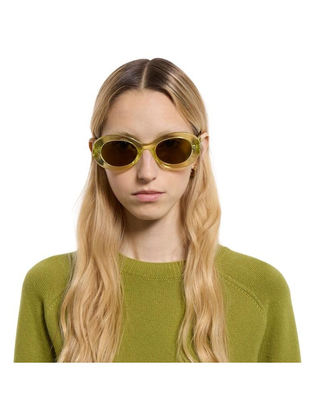 Gucci Brown Oval Frame Sunglasses