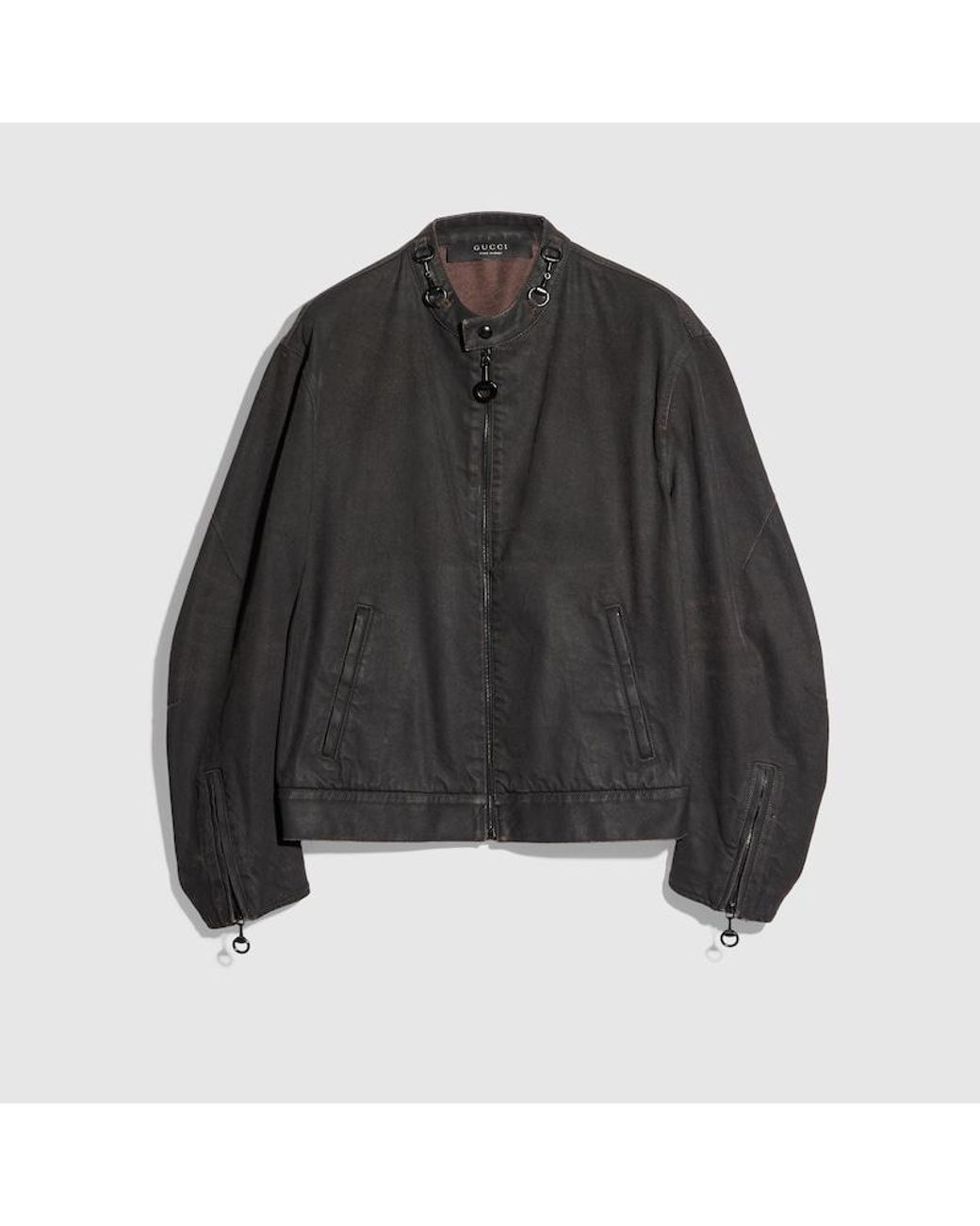 Gucci Black Cotton Viscose Denim Jacket With Horsebit for men