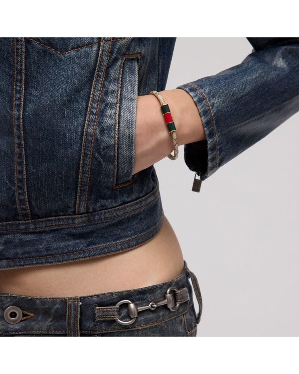 Gucci Metallic Bracelet With Enamel Web Tag