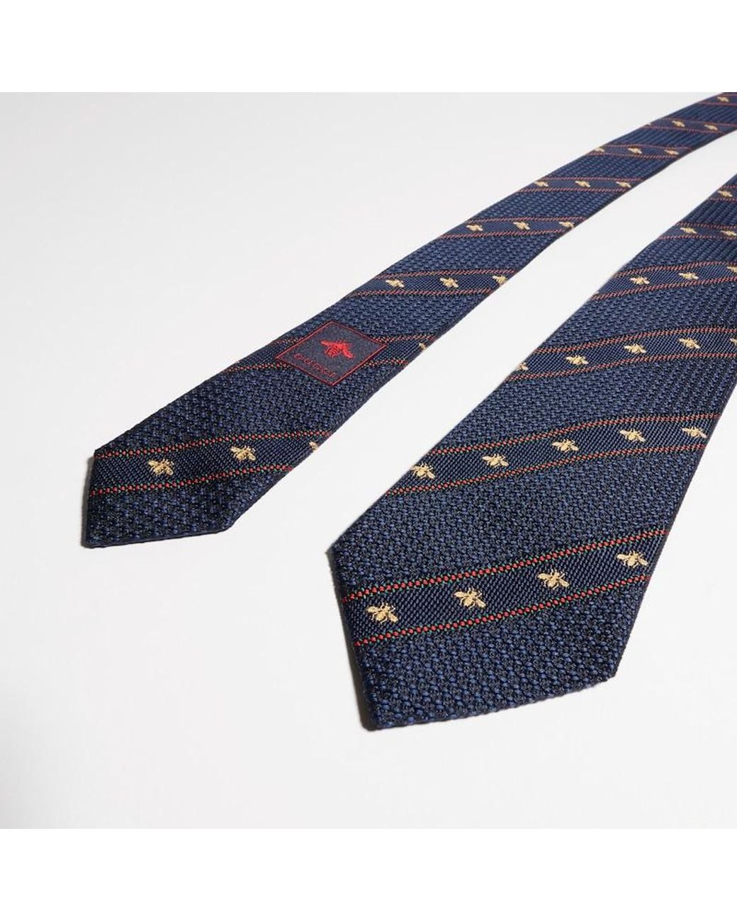 Gucci Blue Bee & Web-striped Silk Tie for men