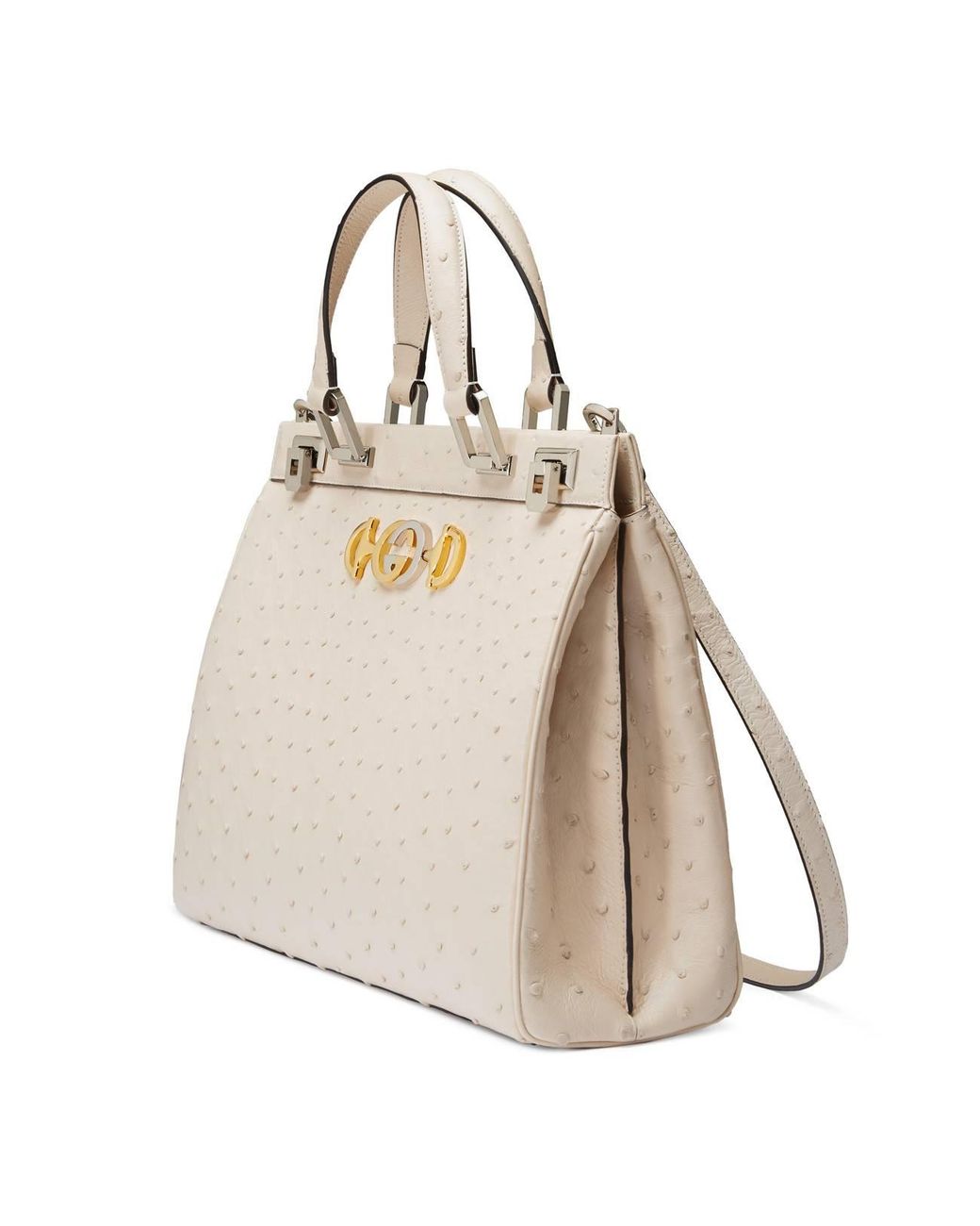 Gucci Zumi Ostrich Medium Top Handle Bag | Lyst