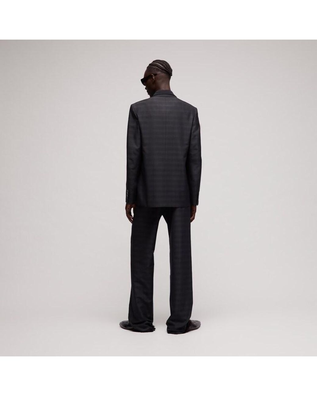 Gucci Black Loose Fit Prince Of Wales Silk Pants