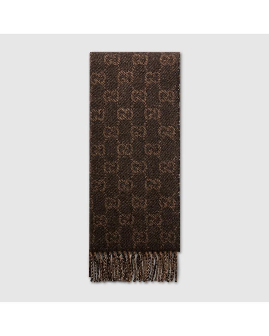 Gucci Brown Reversible Wool Cashmere Scarf for men