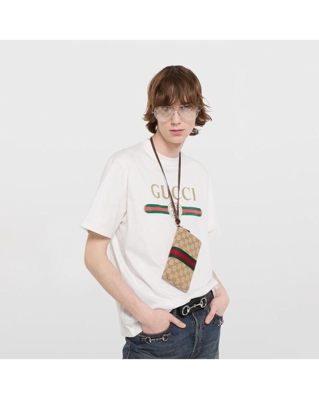Gucci Natural Gg Case For Iphone With Strap for men