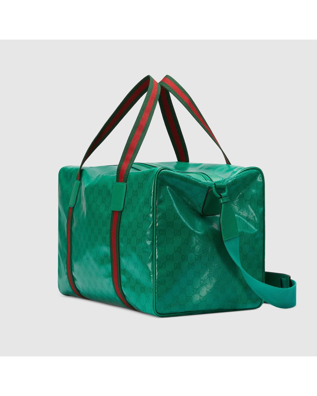 Gucci Black Monogram Canvas Web Duffle Duffel Travel Bag