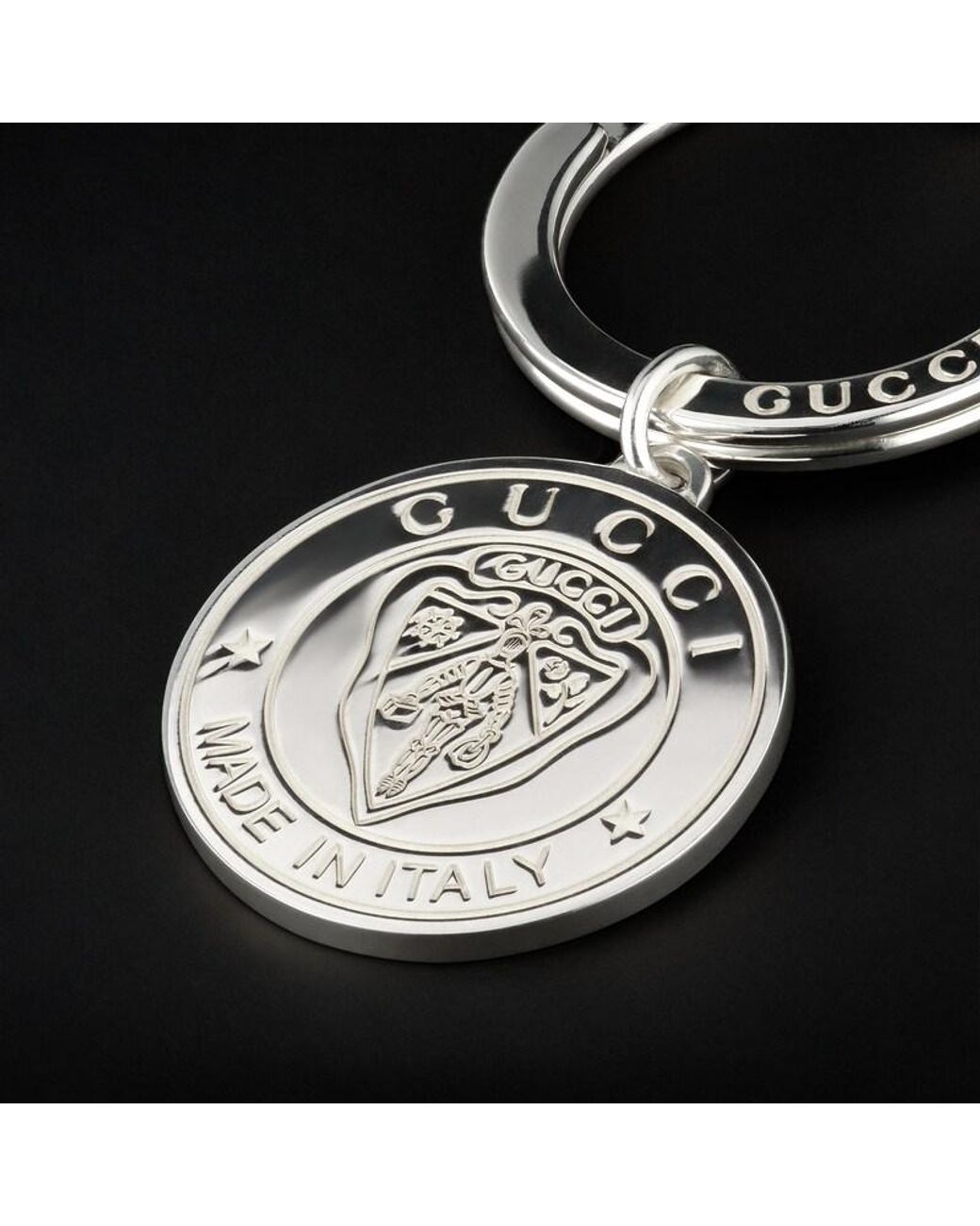 Gucci White Porte-Clés Crest