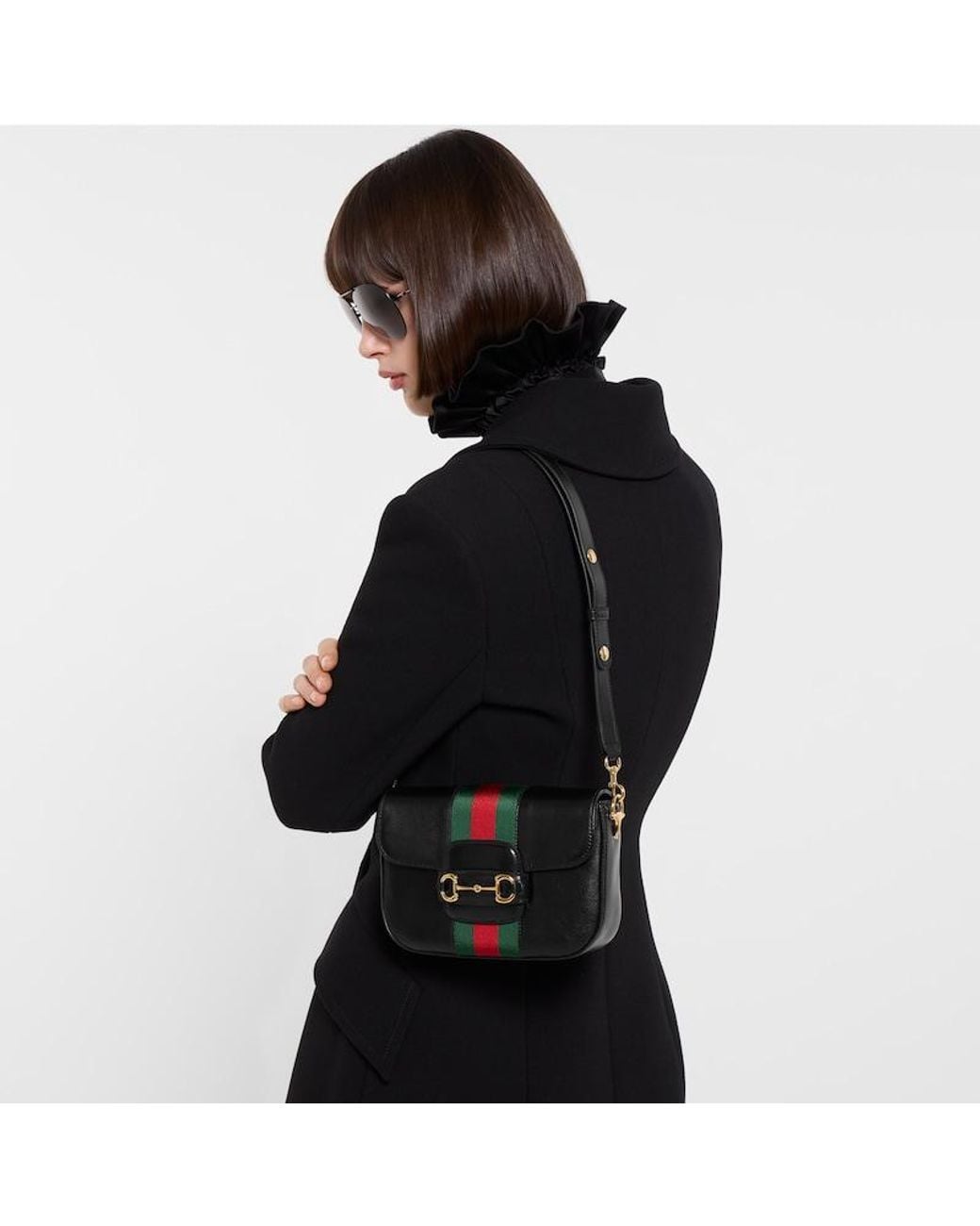 Gucci Black Horsebit 1955 Small Shoulder Bag