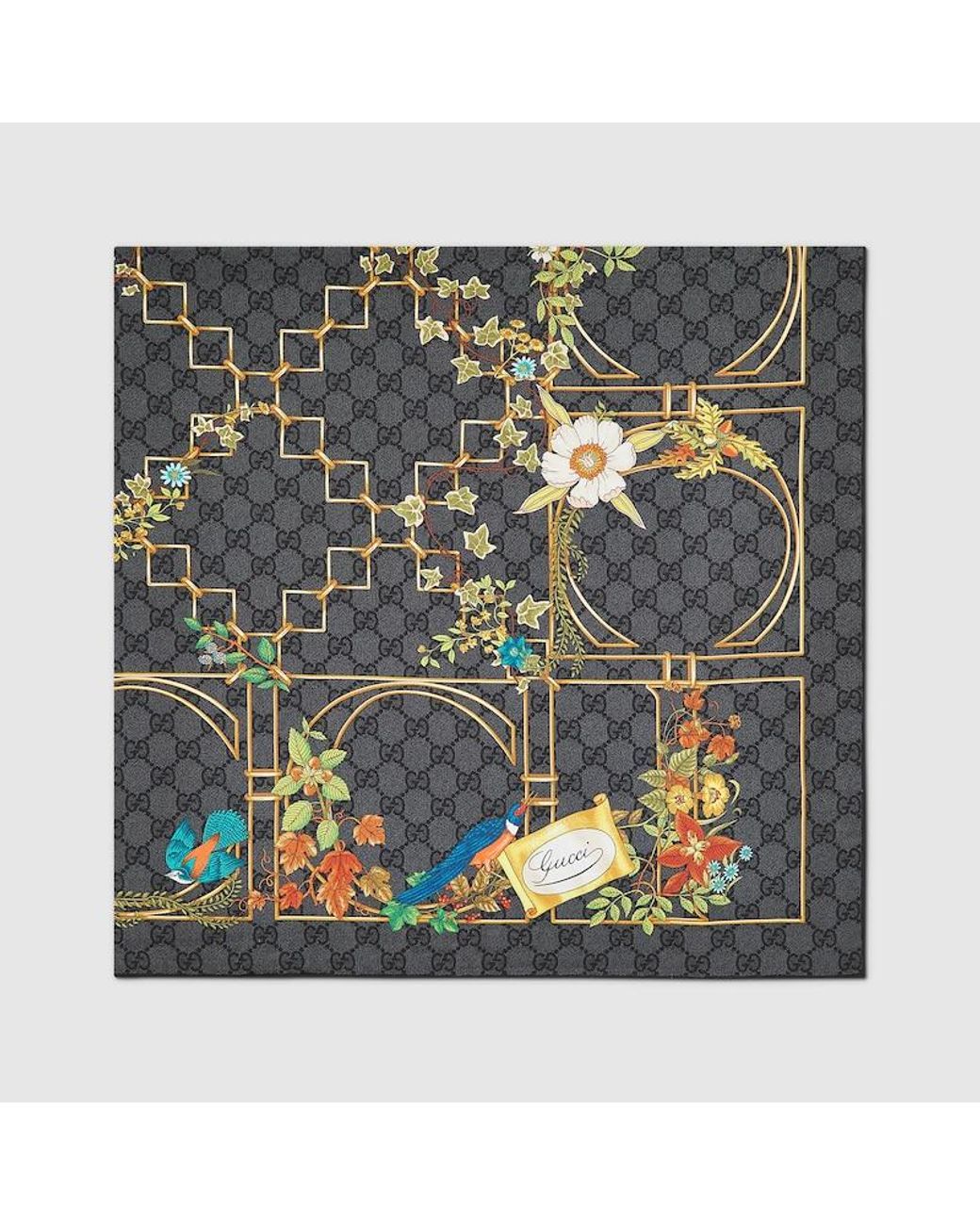 Gucci Green Printed Silk Twill Carré, Silk