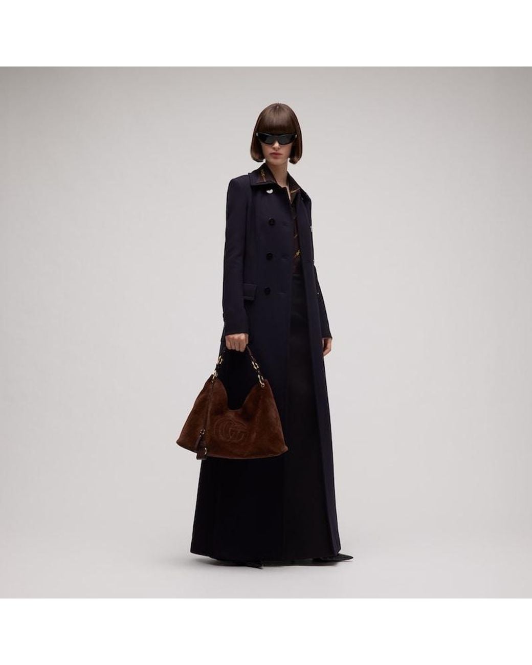 Gucci Brown Large Shoulder Bag With Double G Detail