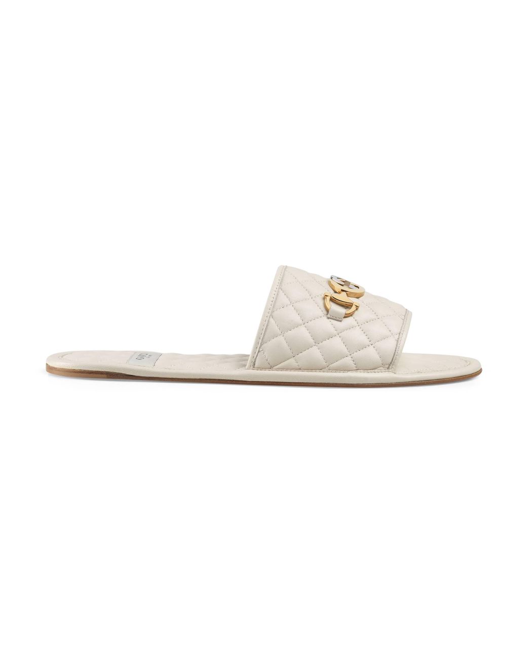 Gucci Quilted Slide Sandal With Interlocking G Horsebit in White | Lyst UK