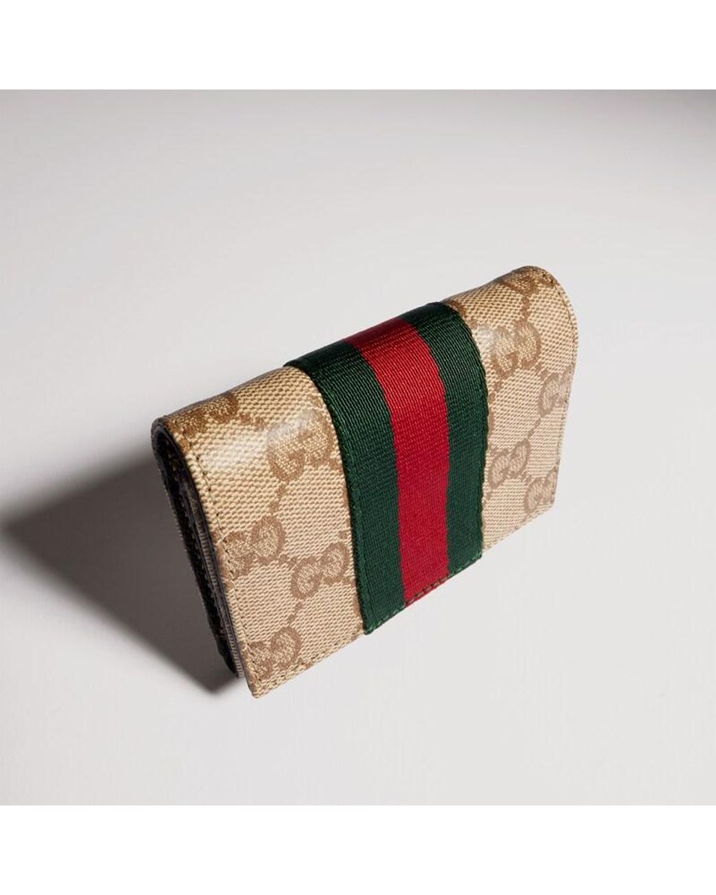 Gucci Natural Bi-Fold Card Case With Web