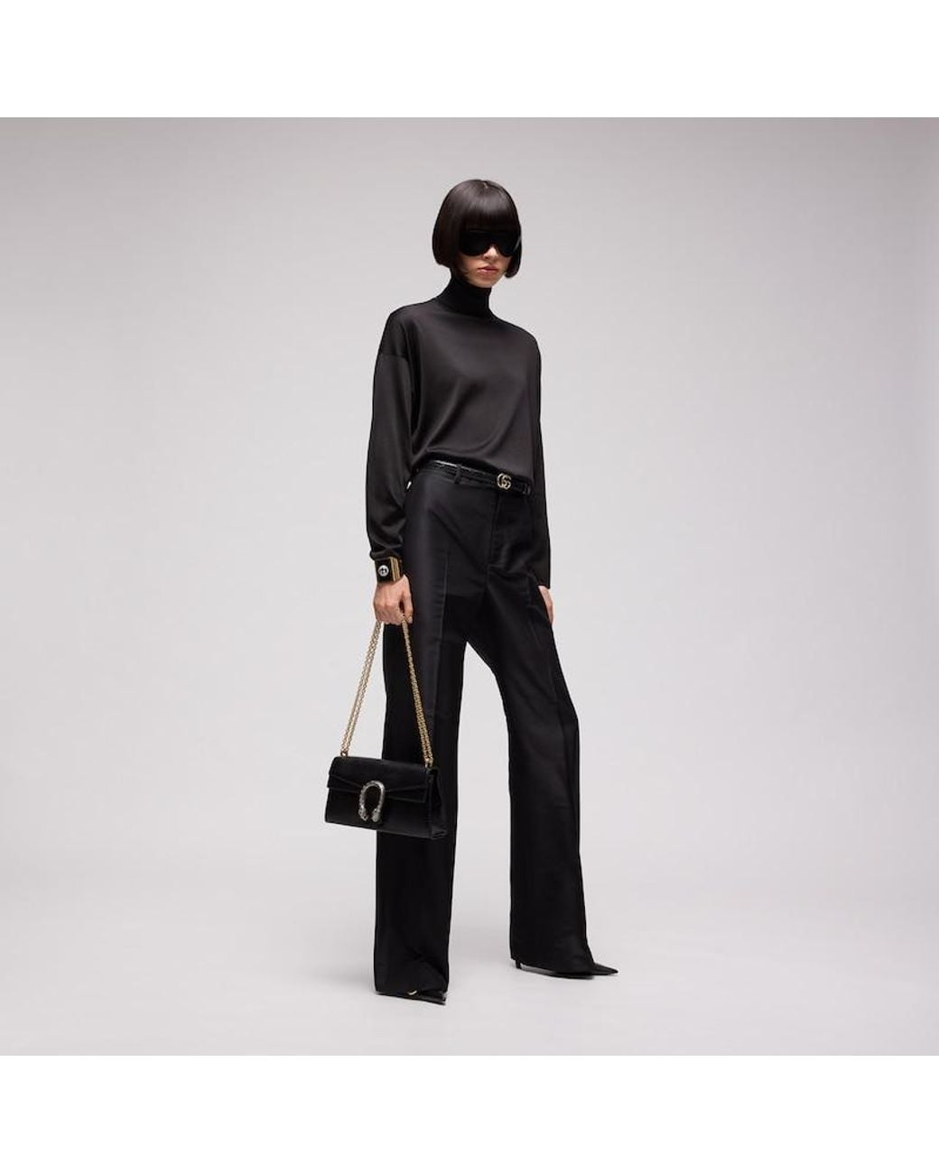 Gucci Black Gg Marmont Thin Belt, Size 100
