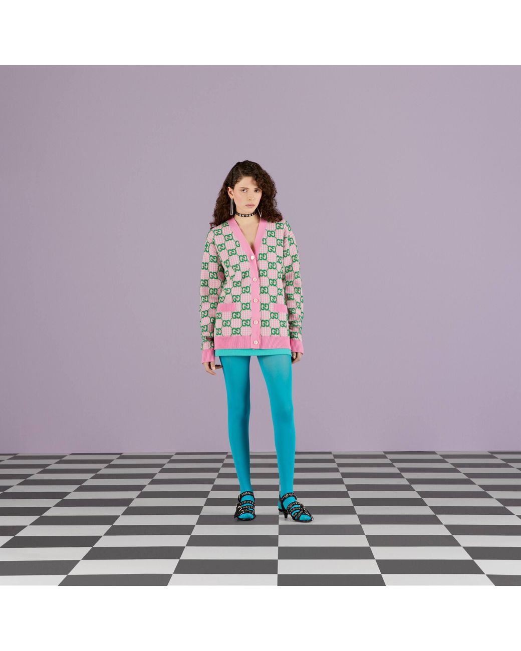 Gucci 【公式】 (グッチ)ハウンドトゥース GG ウール カーディガン