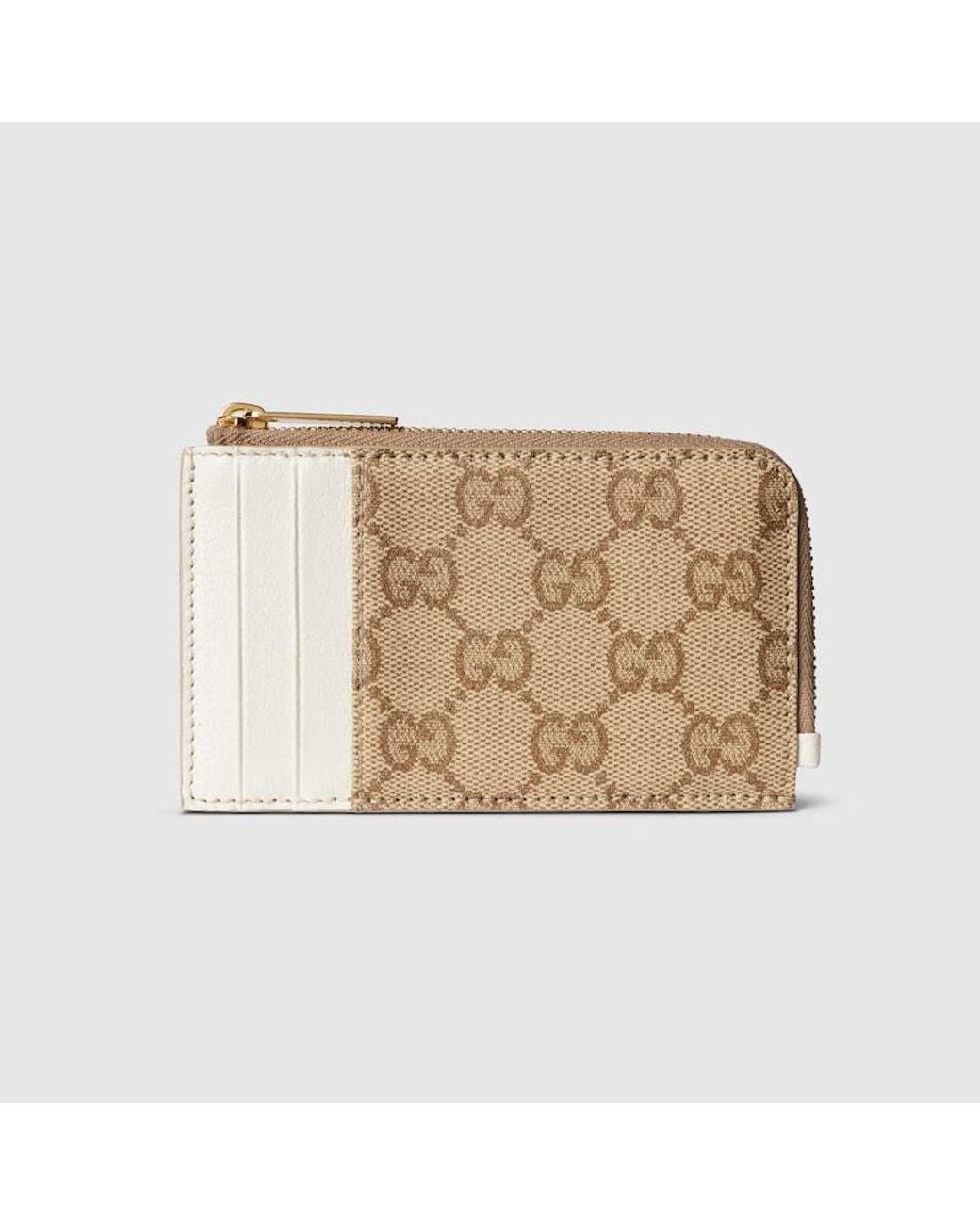 Gucci Natural Zip Card Case With Color Slots