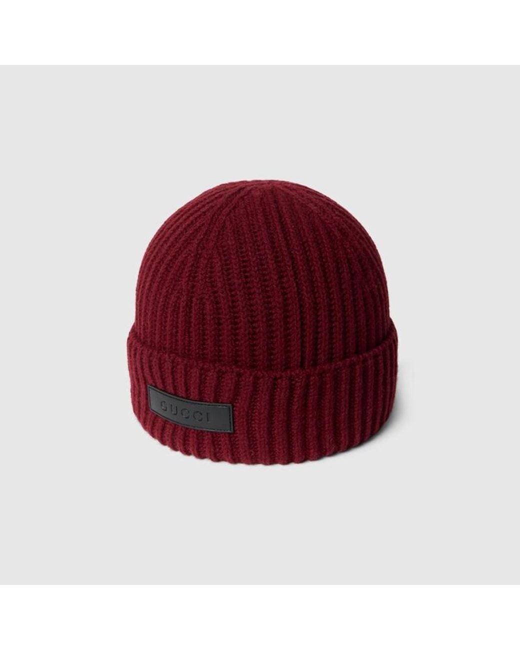 Gucci Red Ribbed Wool Cashmere Hat