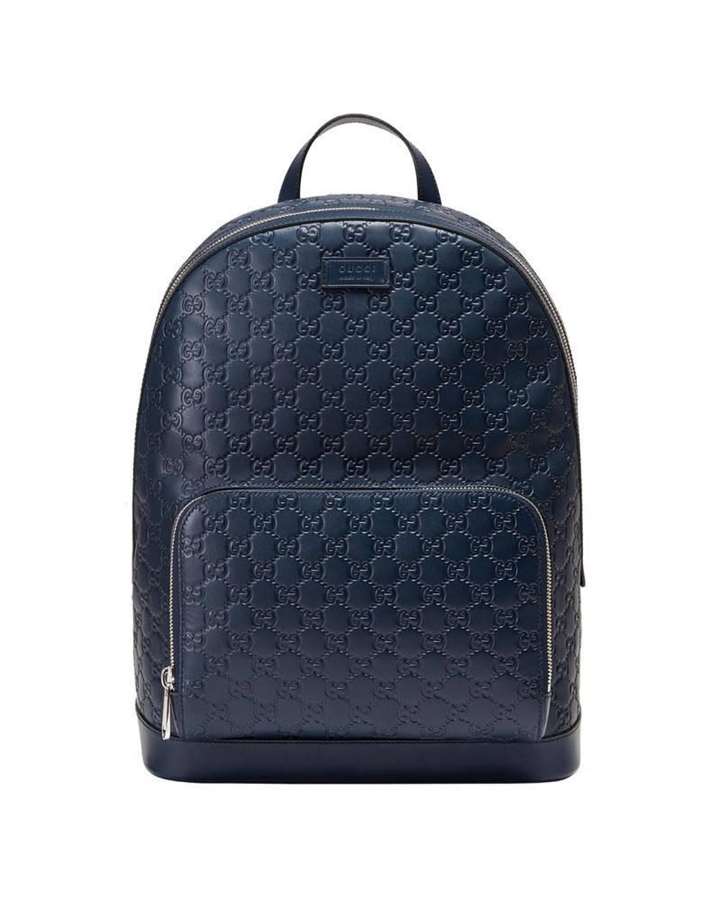 Gucci Signature Leather Backpack in Blue for Men | Lyst