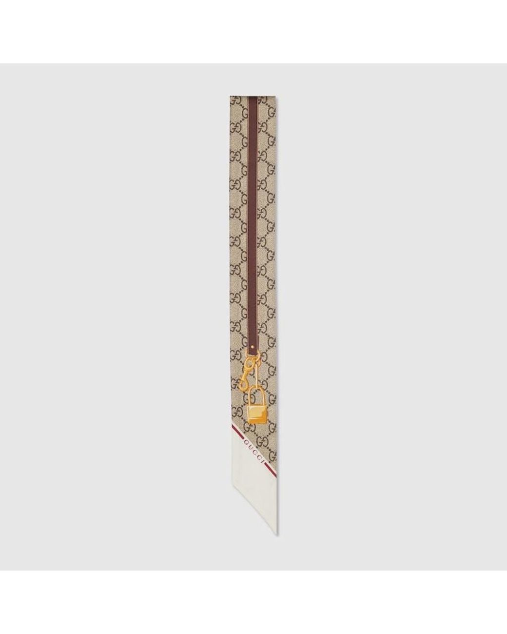 Gucci White Printed Silk Twill Ribbon