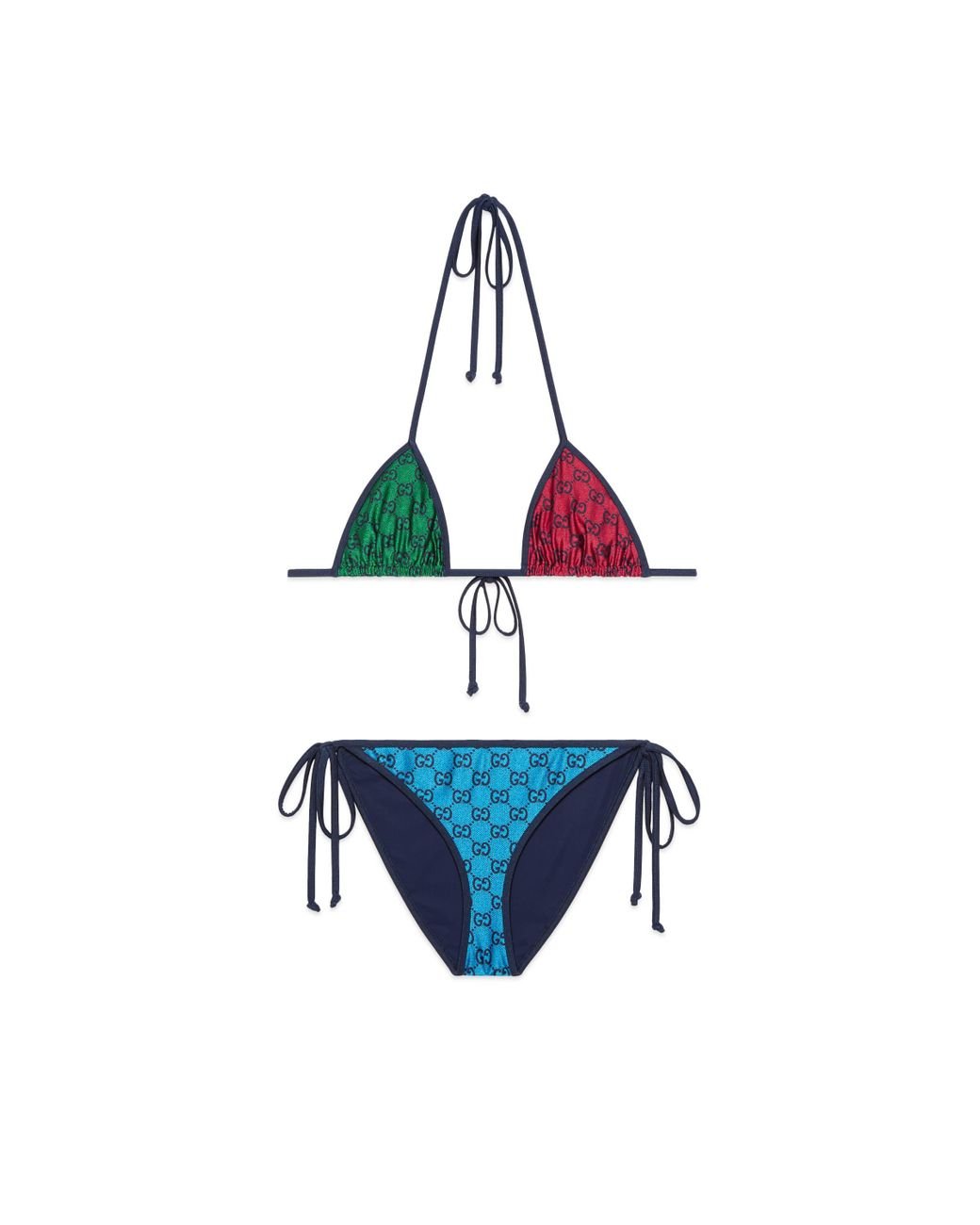 Gucci Canvas GG Multicolour Jersey Bikini in Blue | Lyst