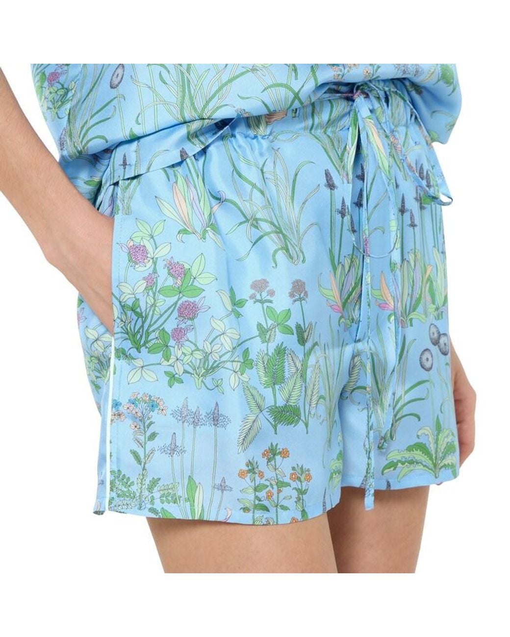 Gucci Blue Printed Silk Twill Shorts